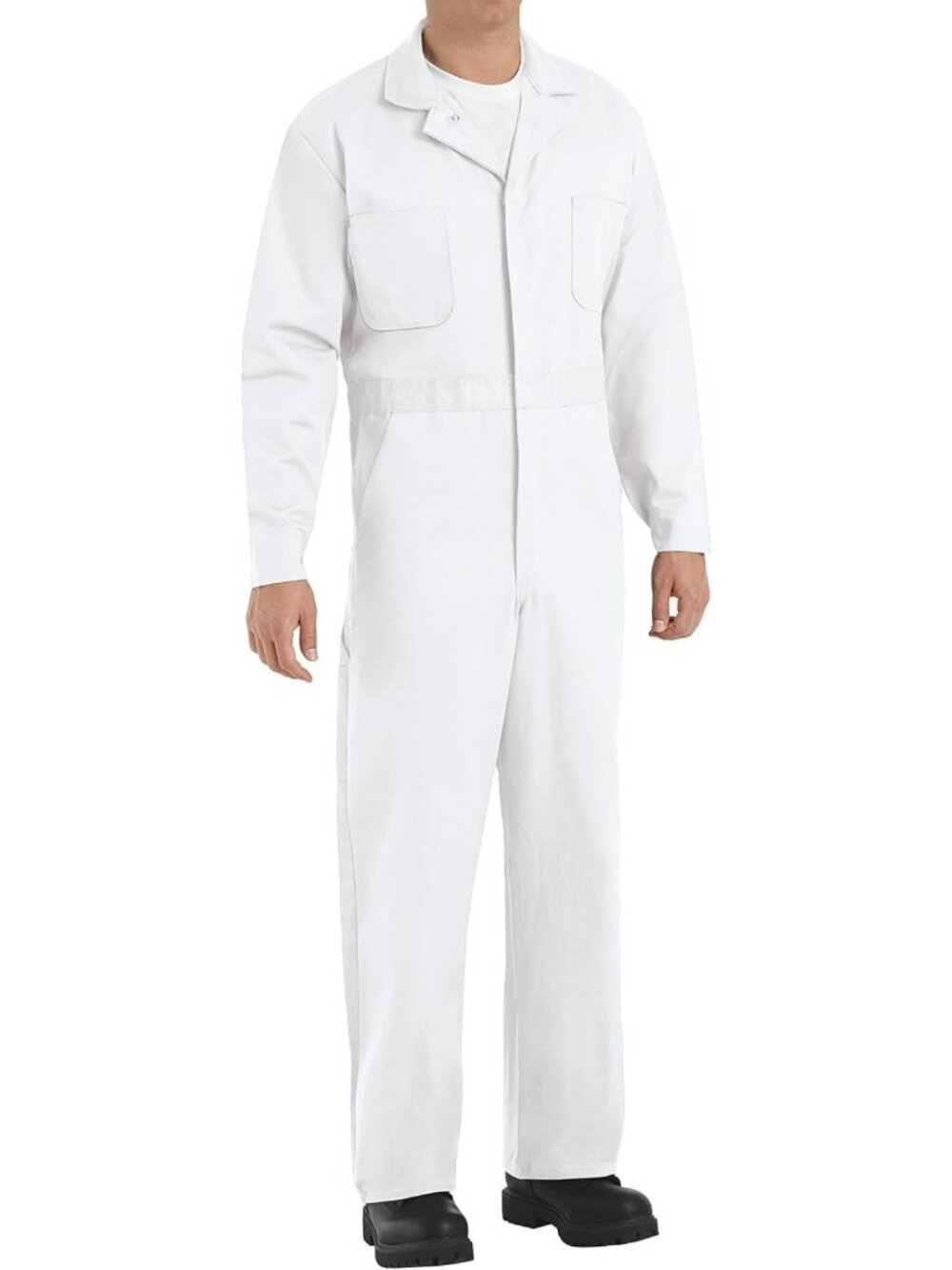 Men's Red Cotton Button-Front Coverall Jumpsuit, Workwear Utility Outfit